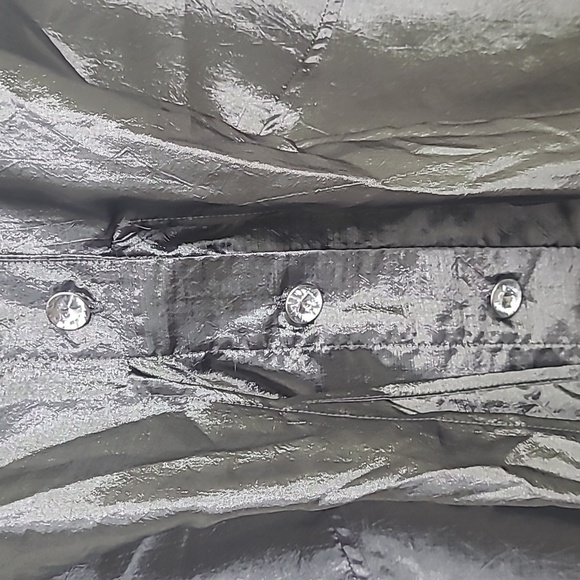 Metallic Blouse Shacket Long Sleeve Satin Tie Crystal Collar Buttons Whimsigoth - Picture 4 of 7